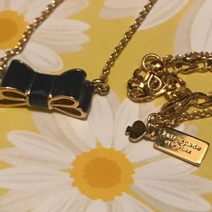 Navy Blue Kate Spade Bow Pendant Necklace