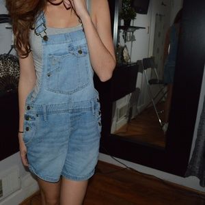Overall Denim Shorts