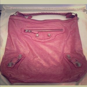 Balenciaga Day Hobo Handbag in Pivoine Pink GSH 21