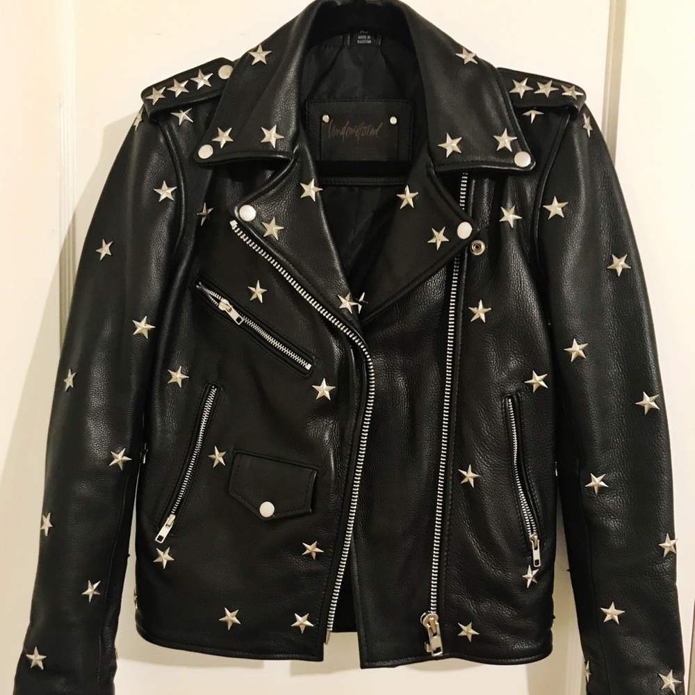 ****SOLD**** Understated Leather Jacket Stars XS
