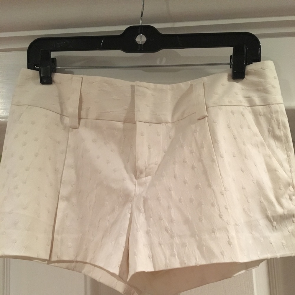Alice and Olivia white pleated shorts