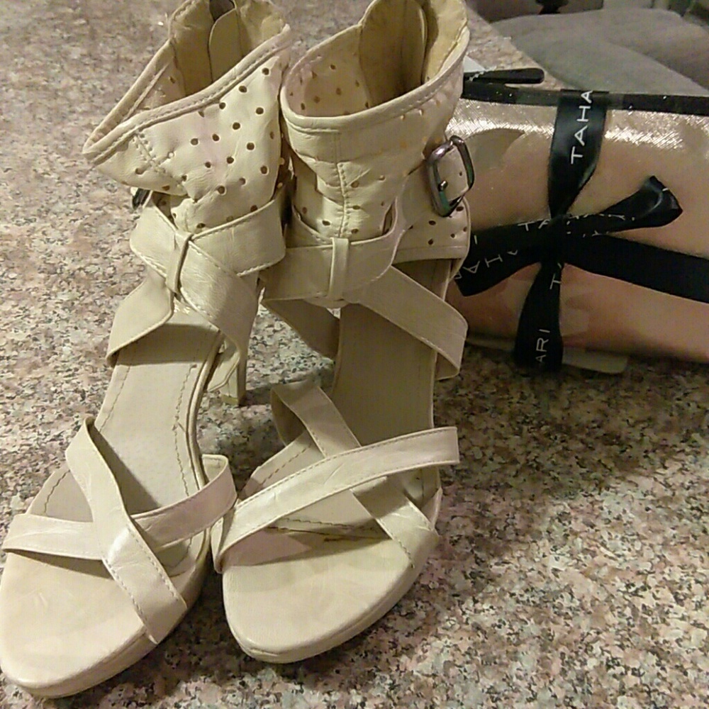 High heels,cream