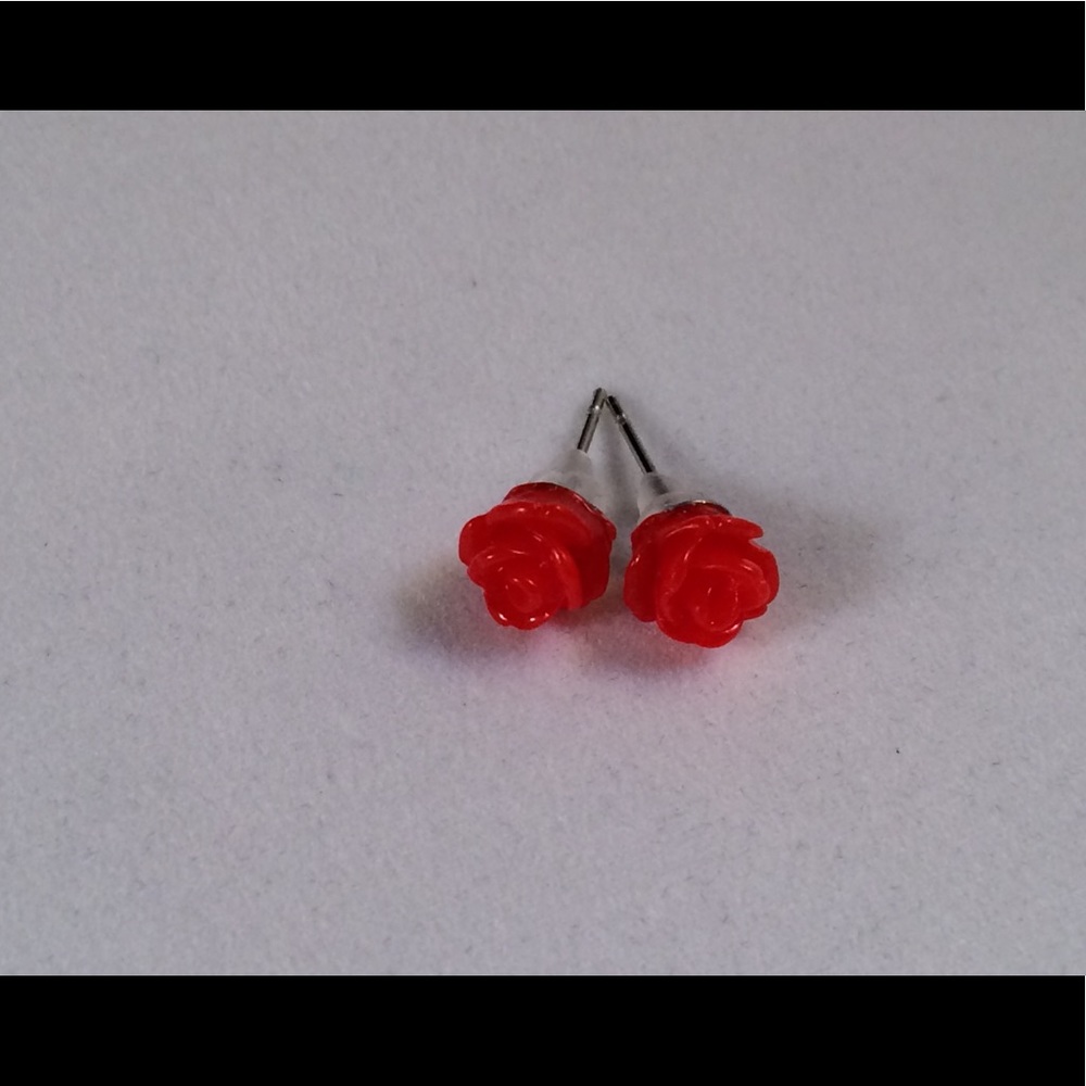 Small Red Flower Earrings