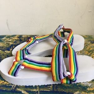 SZ Medium Teva-Like Velcro Rainbow Sandals