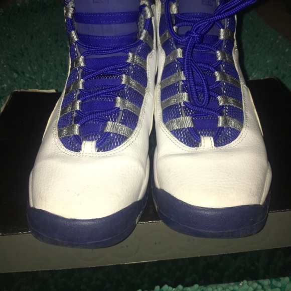 White, blue, silver Air Jordan 10 retro txt - Picture 2 of 7