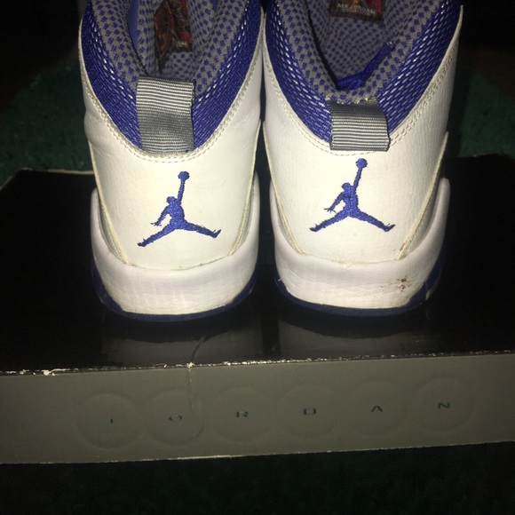 White, blue, silver Air Jordan 10 retro txt - Picture 3 of 7