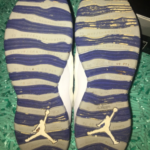 White, blue, silver Air Jordan 10 retro txt - Picture 5 of 7