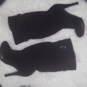 Michael Kors black suede slouch boots