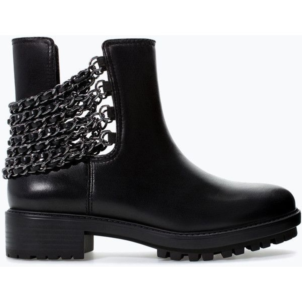 ****SOLD**** Zara Leather Combat Boots Chains