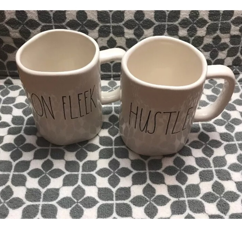 Rae Dunn In fleek hustle mugs set pair
