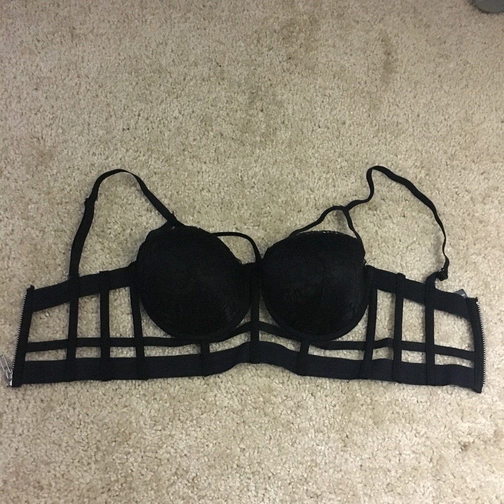 Black caged strappy bra
