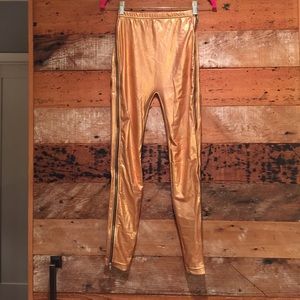 Badass American Apparel shiny gold side-zip pants!