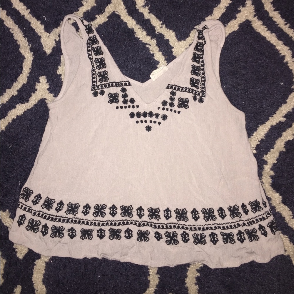 Tan embroidered tank