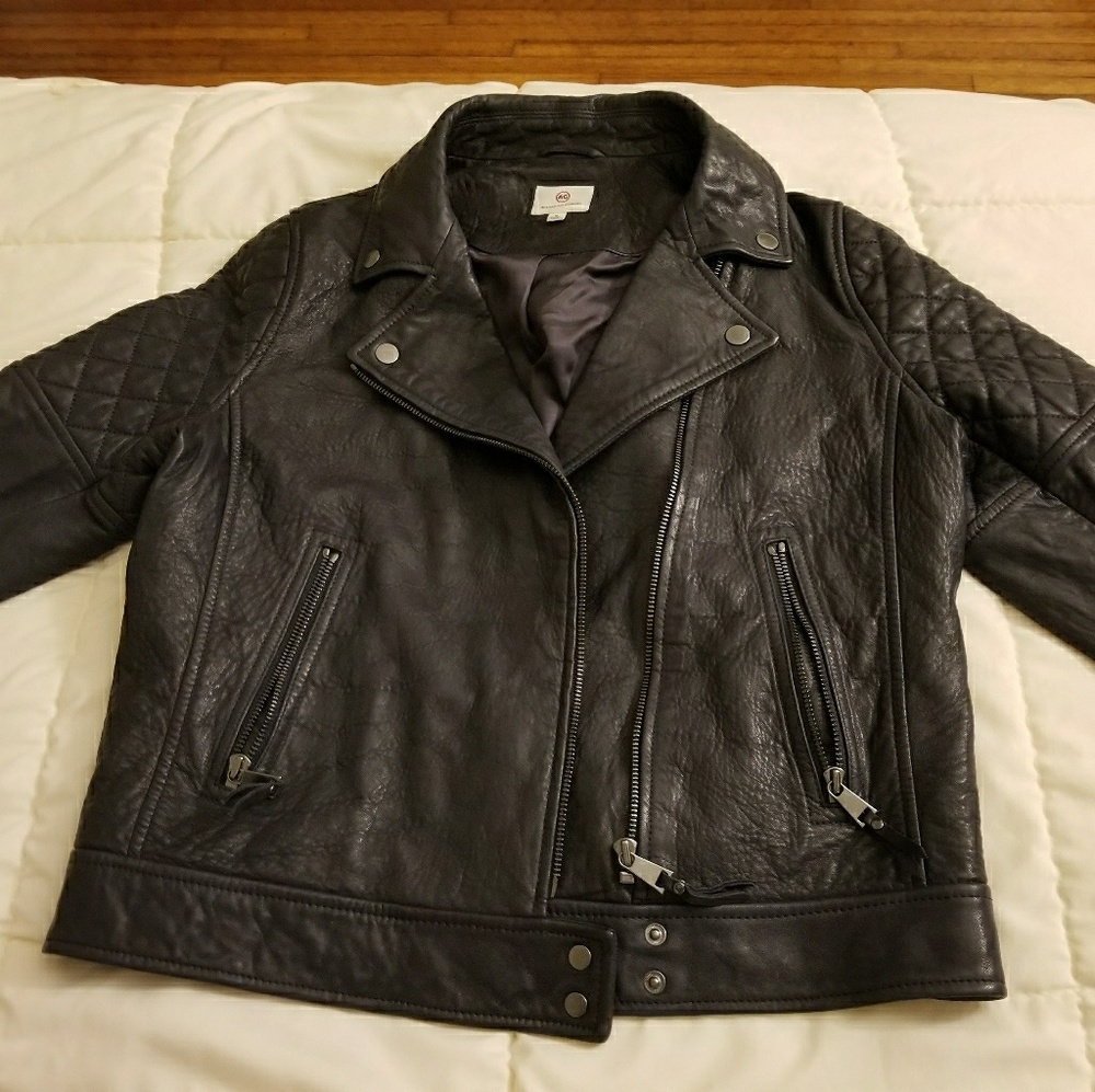 ag adriano goldschmied leather coat jacket