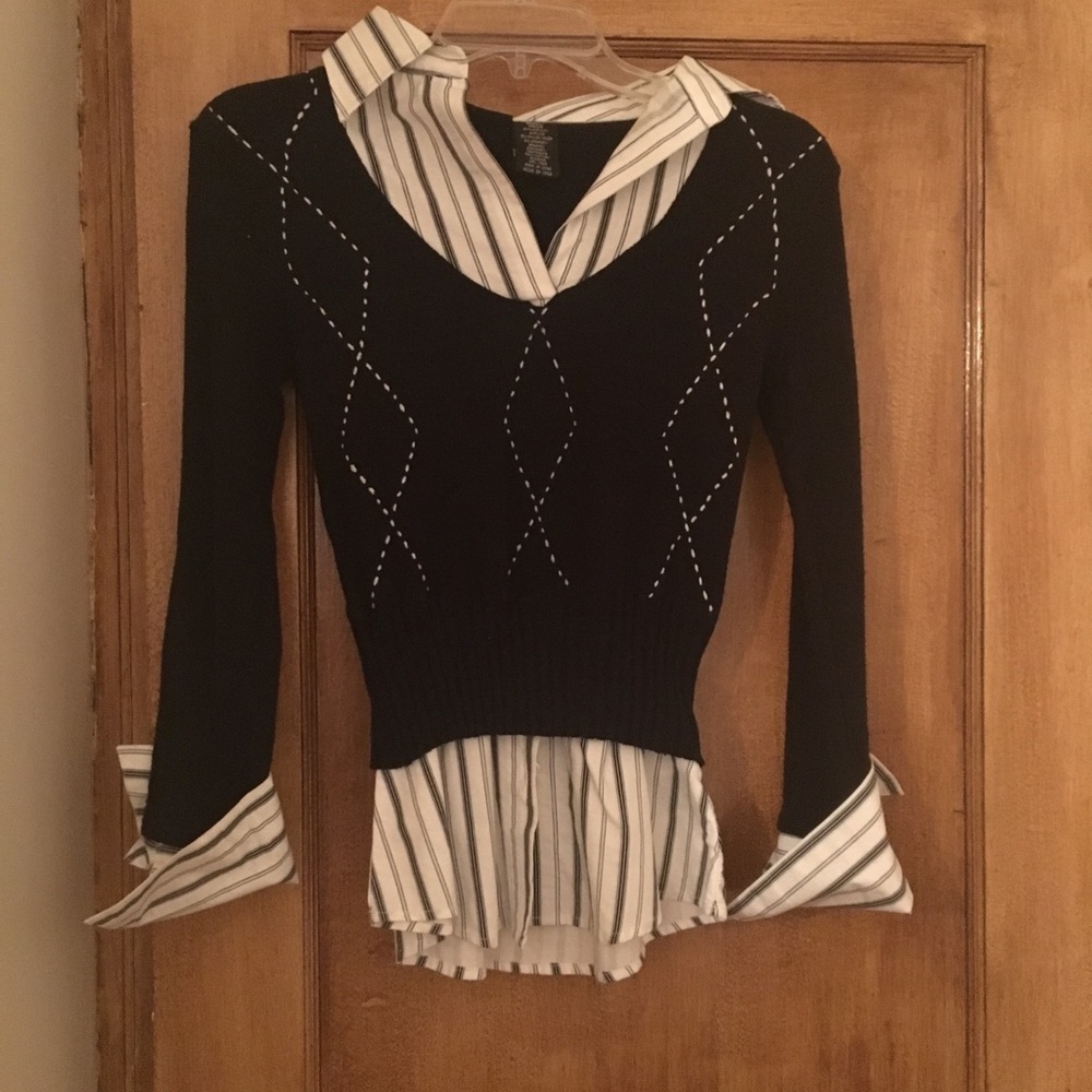 Layered attached sweater/shirt