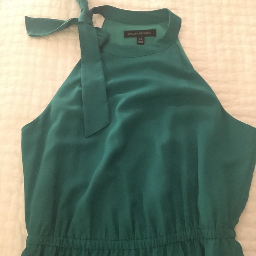 Banana Republic green, silk long dress.