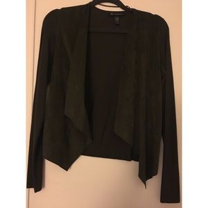 OLIVE GREEN INC. SUEDE FRONT DETAIL CARDIGAN