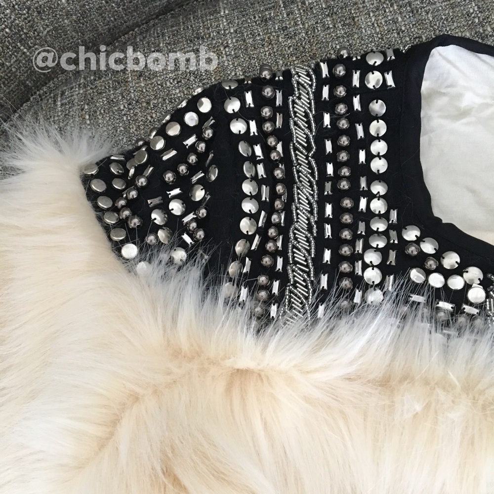 Faux fur rock studded coat. - Picture 5 of 7