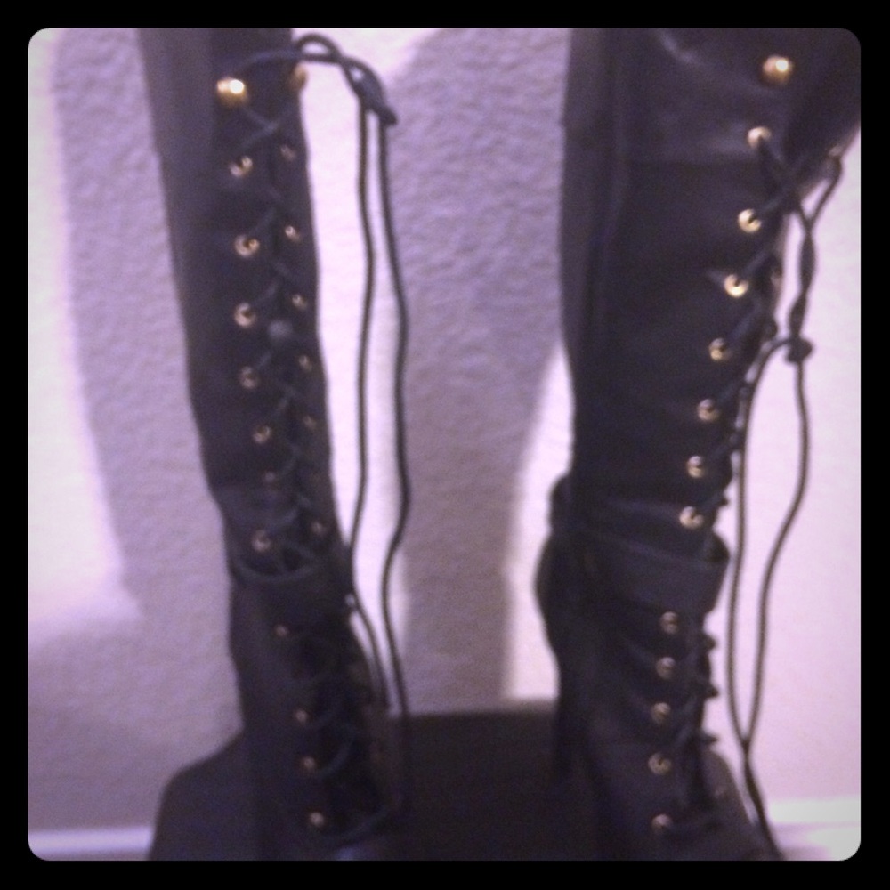 Black lace up boots