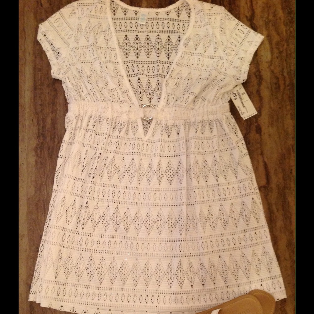 TROPICAL ESCAPE WHITE LACE Missy COVER-UP M/M NWT