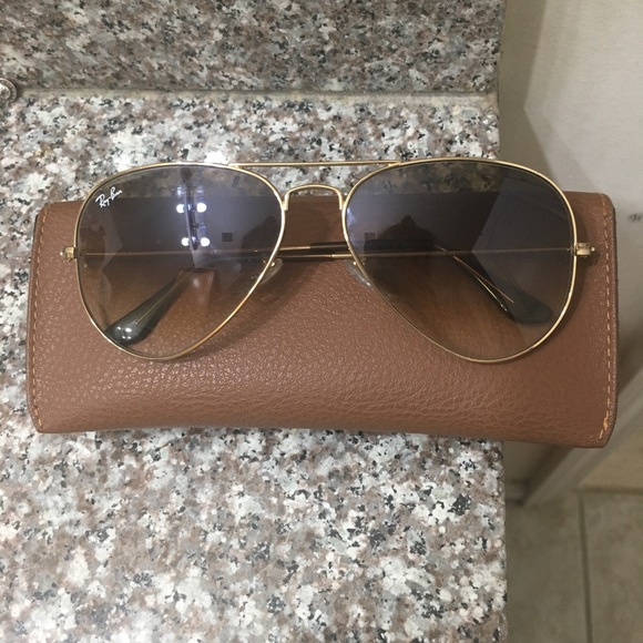 Ray Ban Gold and brown aviator main image 7
