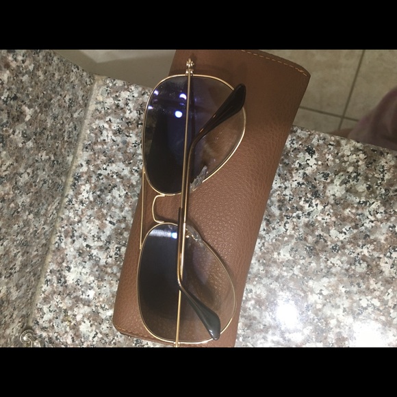 Ray Ban Gold and brown aviator main image 4