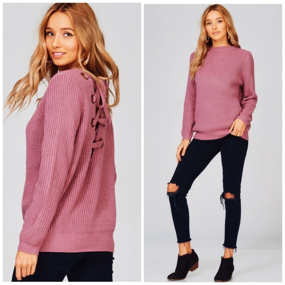 Mauve Chunky Knit Sweater - Picture 2 of 2