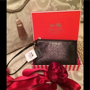 Coach Black Glitter Wristlet: NWT and original box