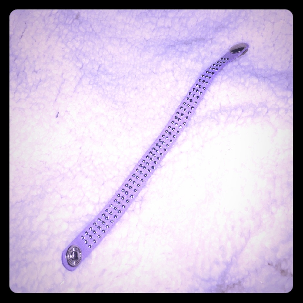 Lilac leather silver studded bracelet