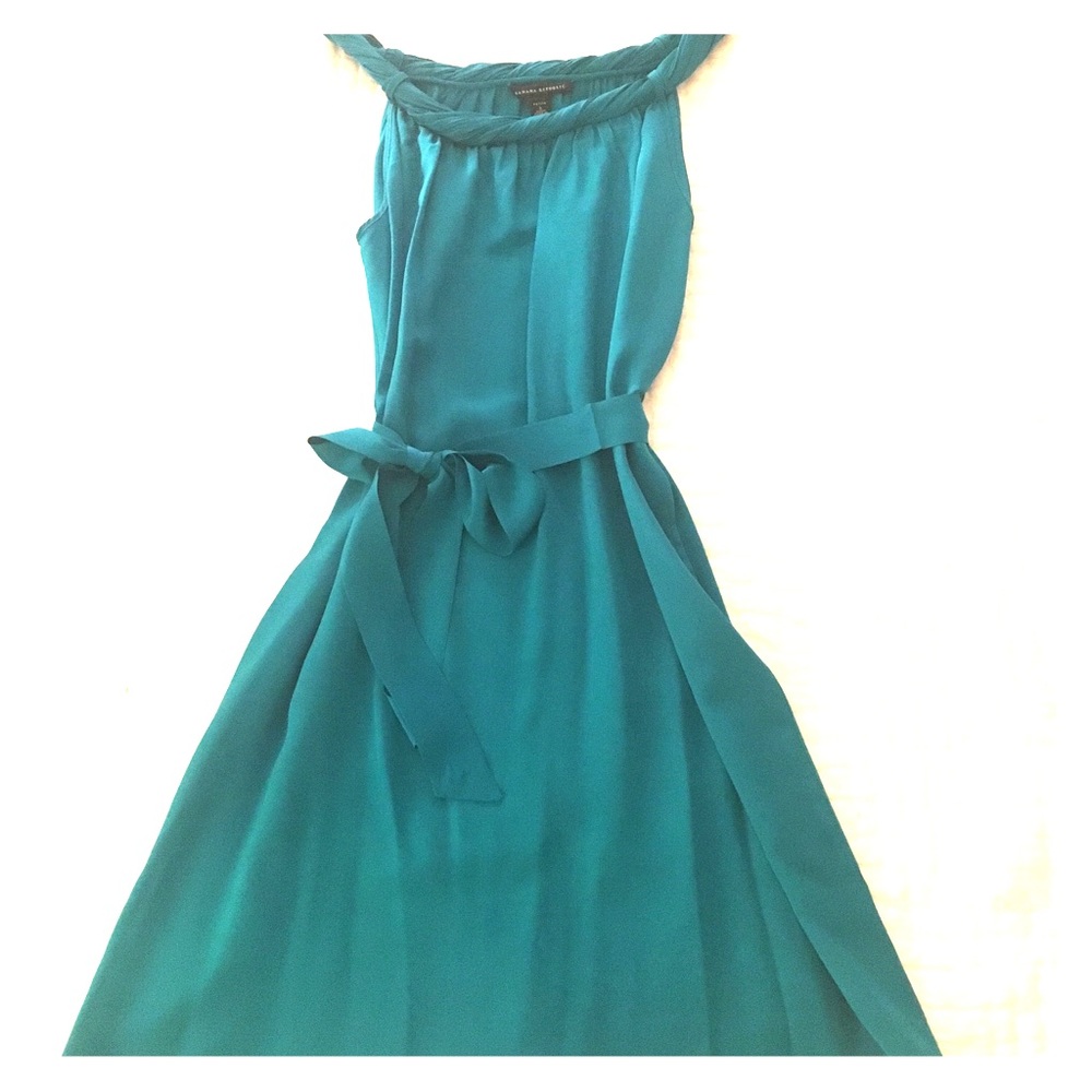 Banana Republic turquoise silk cocktail dress