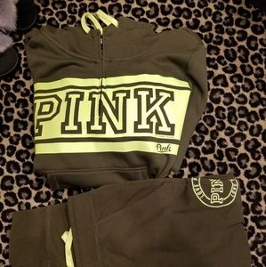 Pink 1/2 zip hoodie with joggers
