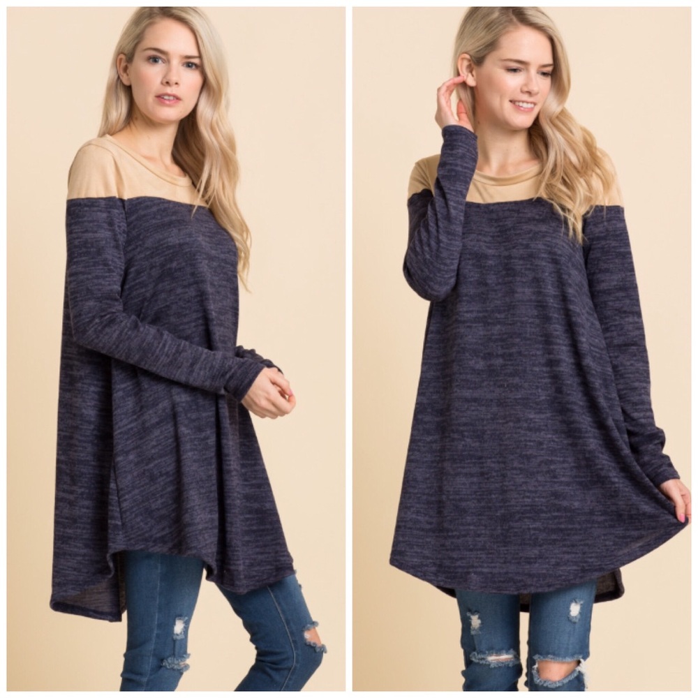Tunic Fall Trendy Navy Blue XL Large Medium Small