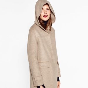 Hooded Camel Zara Coat M