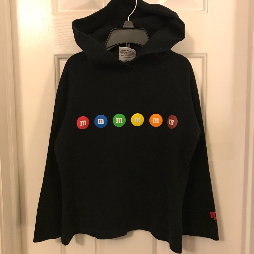 M&M’s World Las Vegas Hood Black Shirt Top Black Girls XL or Women's XS or Small