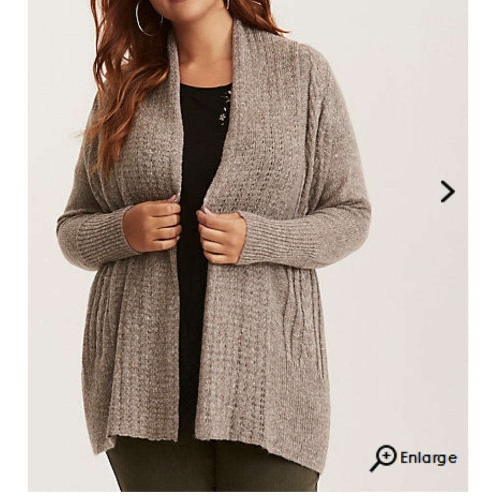 Torrid Marled Cable Knit Open Cardigan