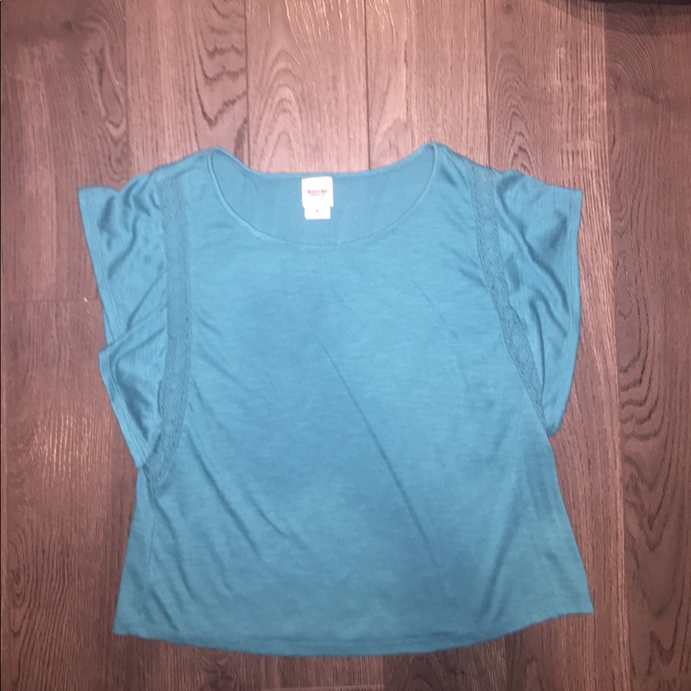 Turquoise Flutter Sleeve Top