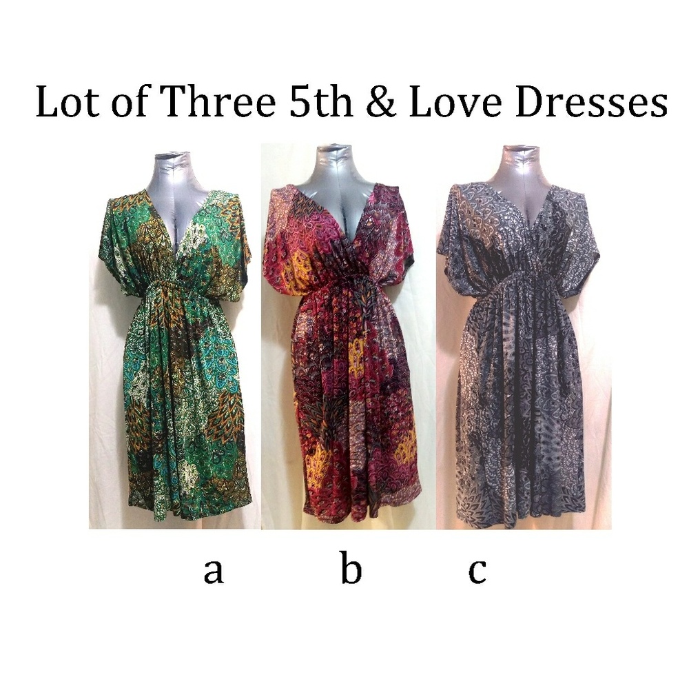 Lot of Three Flattering 5th & Love Print Dresses