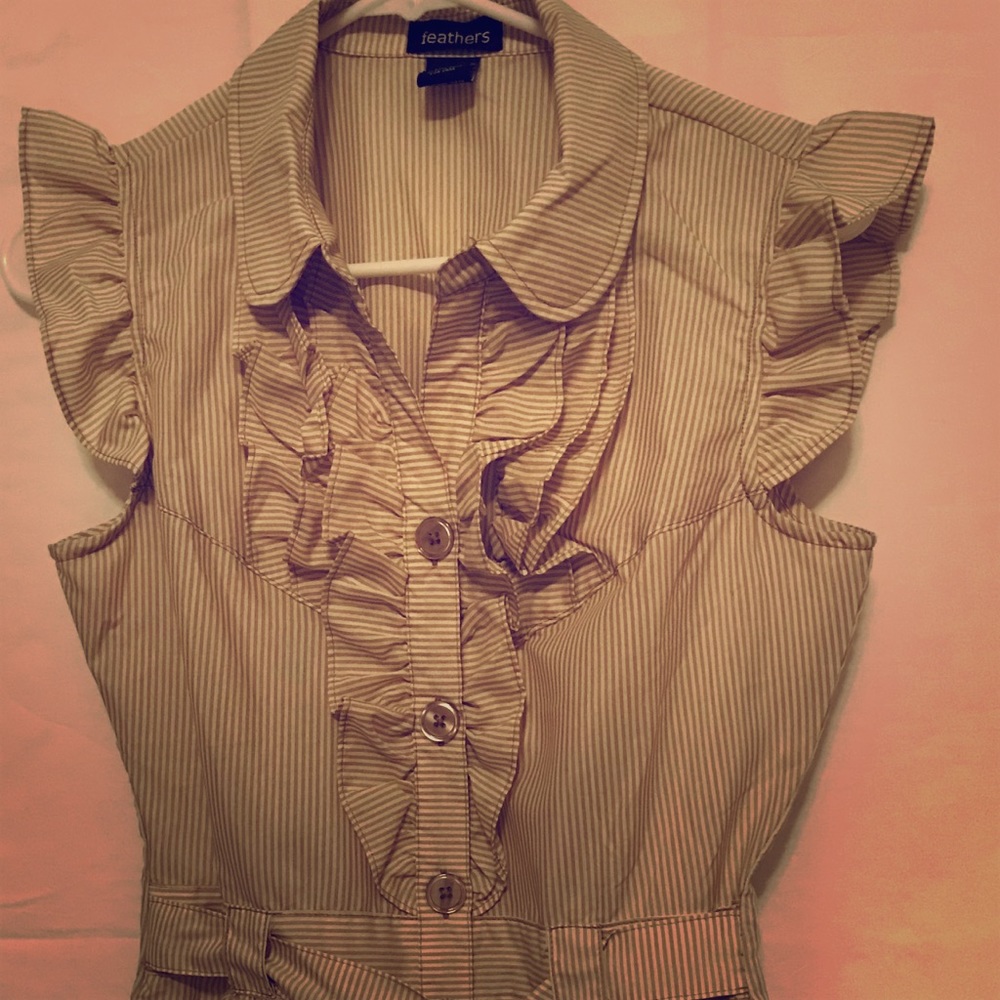 Khaki and white blouse, never worn