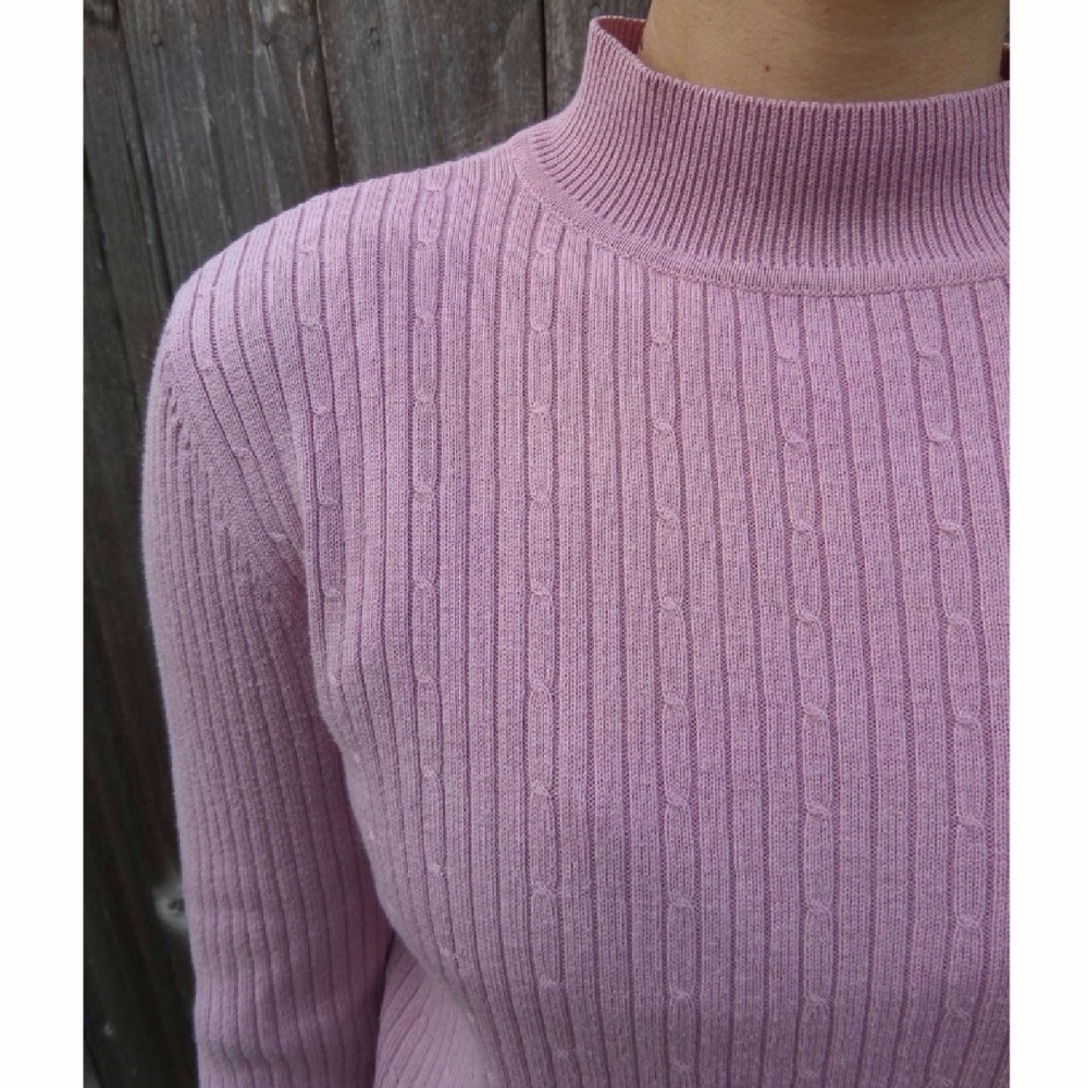 Pink Mock Neck Ribbed Sweater - Picture 3 of 3