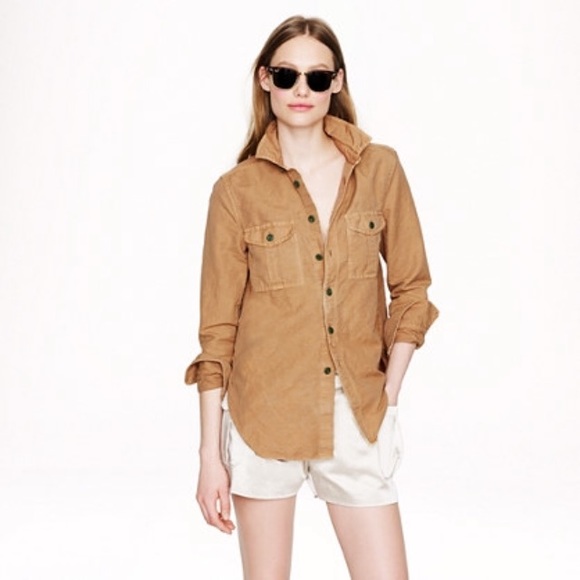 J. Crew Tops - J. CREW MILITARY KHAKI TUNIC WORK SHIRT TOP 0262