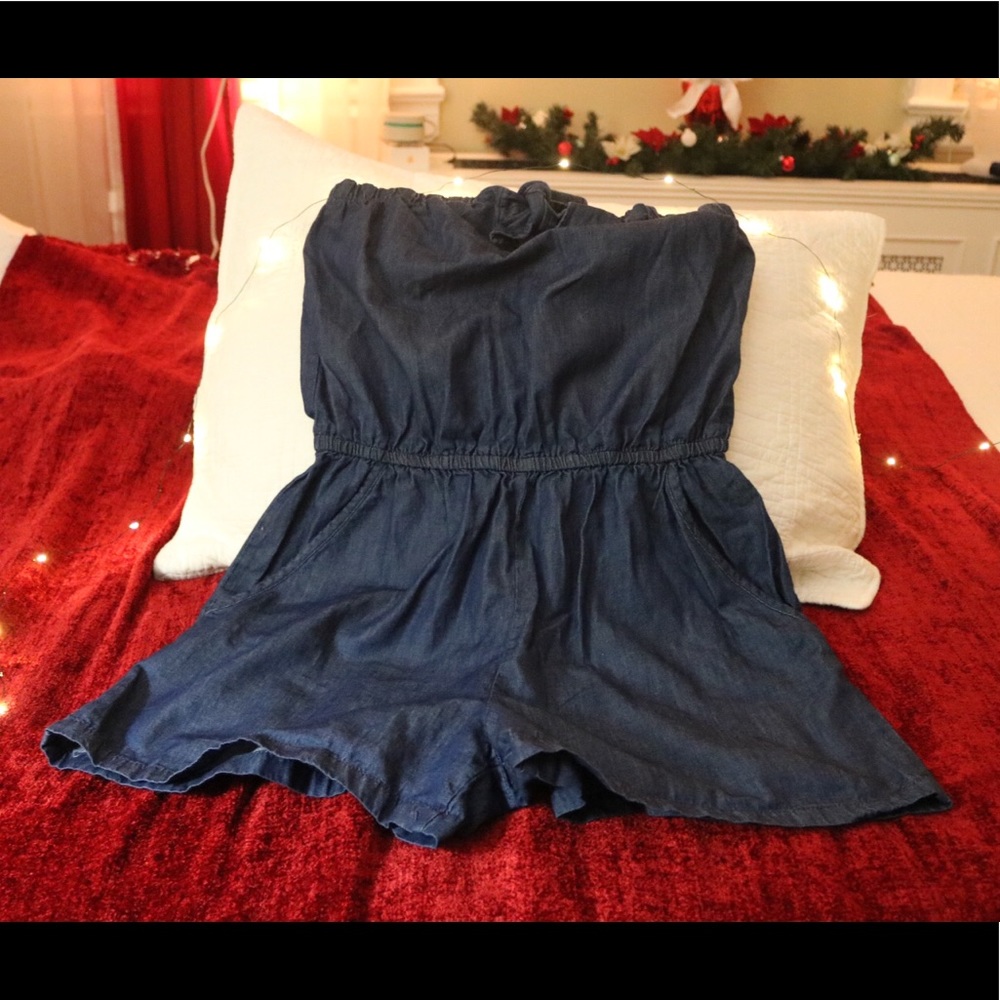 Denim Sleeveless Romper Summer With Pockets