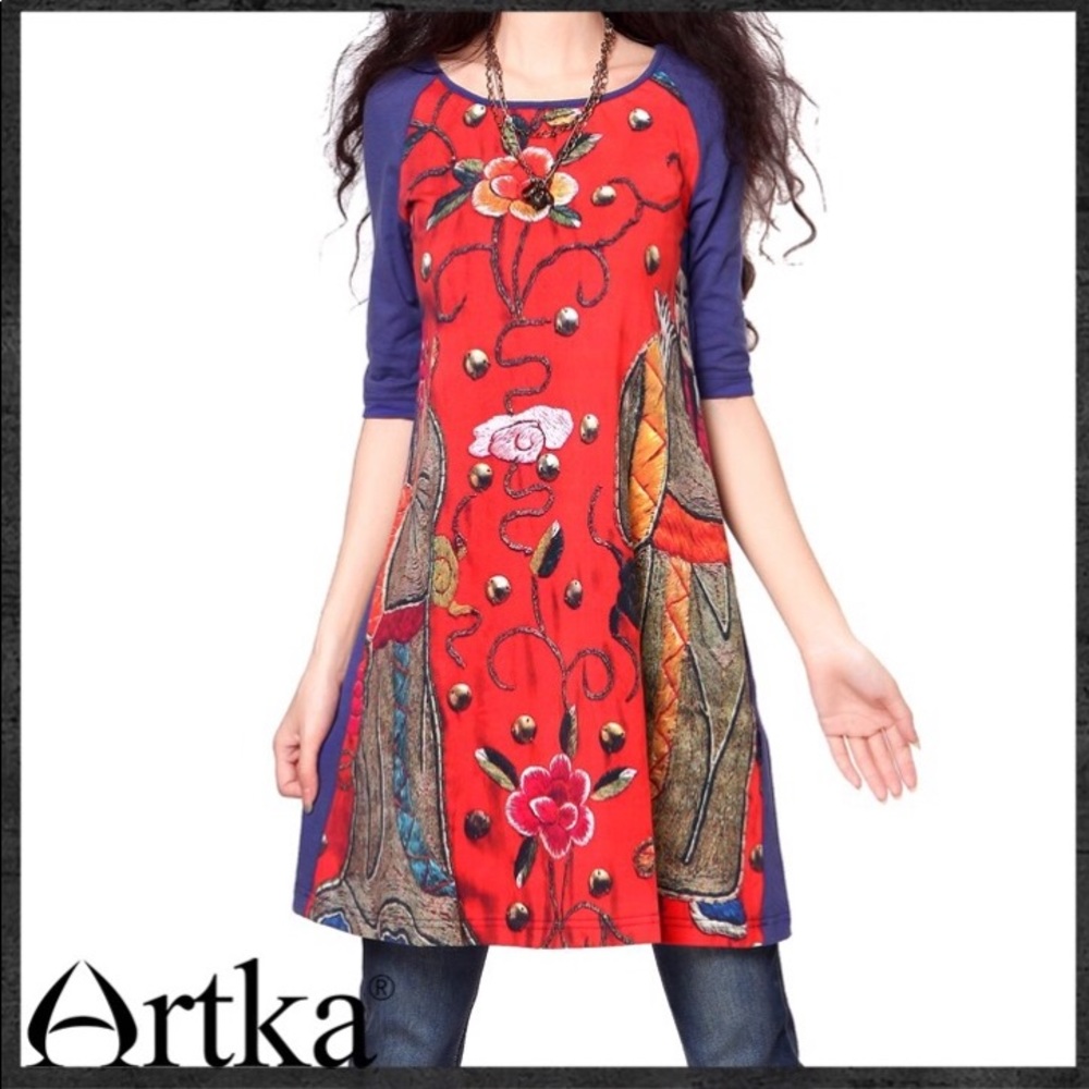 Artka Broadcloth Print Tunic Top
