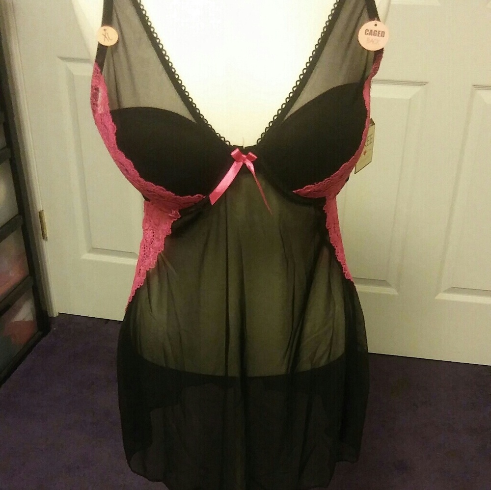2pc Plus Size Sheer/Lace Chemise