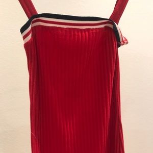 URBAN OUTFITTERS RED STRIPED TANK DRESS.