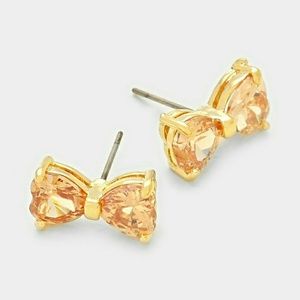 Cubic Zirconia Bow Stud Earrings