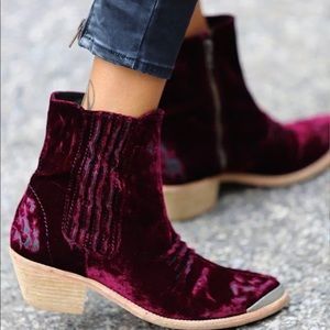 Free People Barbary Velvet Ankle Boot Rare