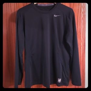Men Nike Navy Pro Combat Long Sleeve (Medium)