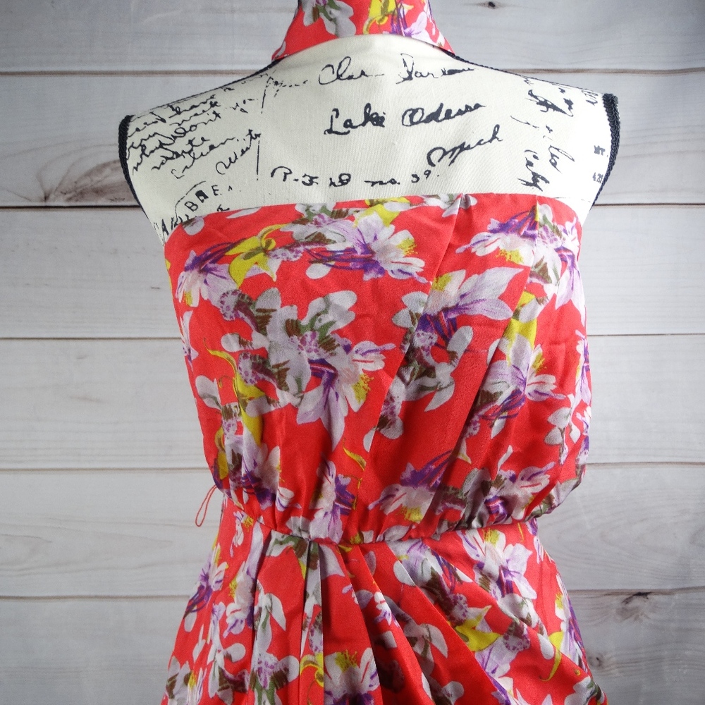 Express Floral Strapless Mini Dress
