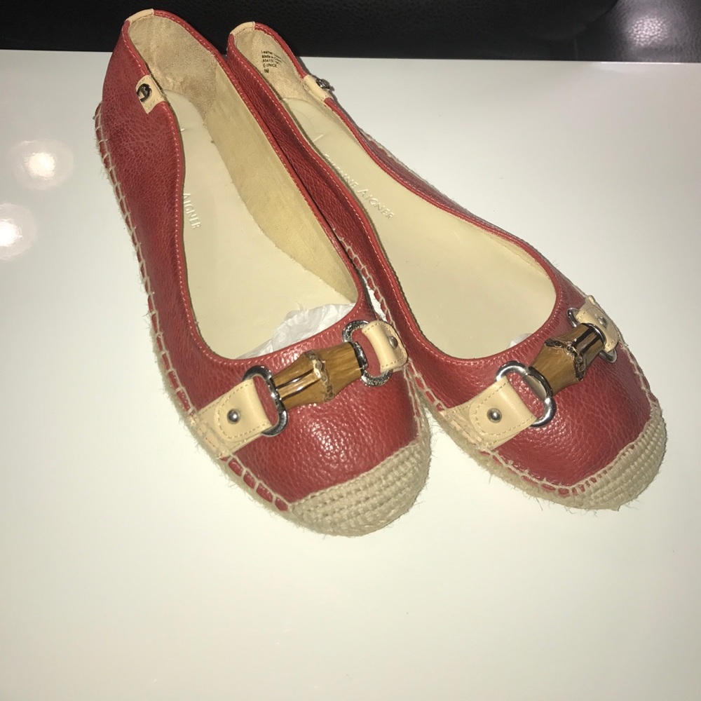 Eitenne Aigner Red leather espadrille flat "Unice"