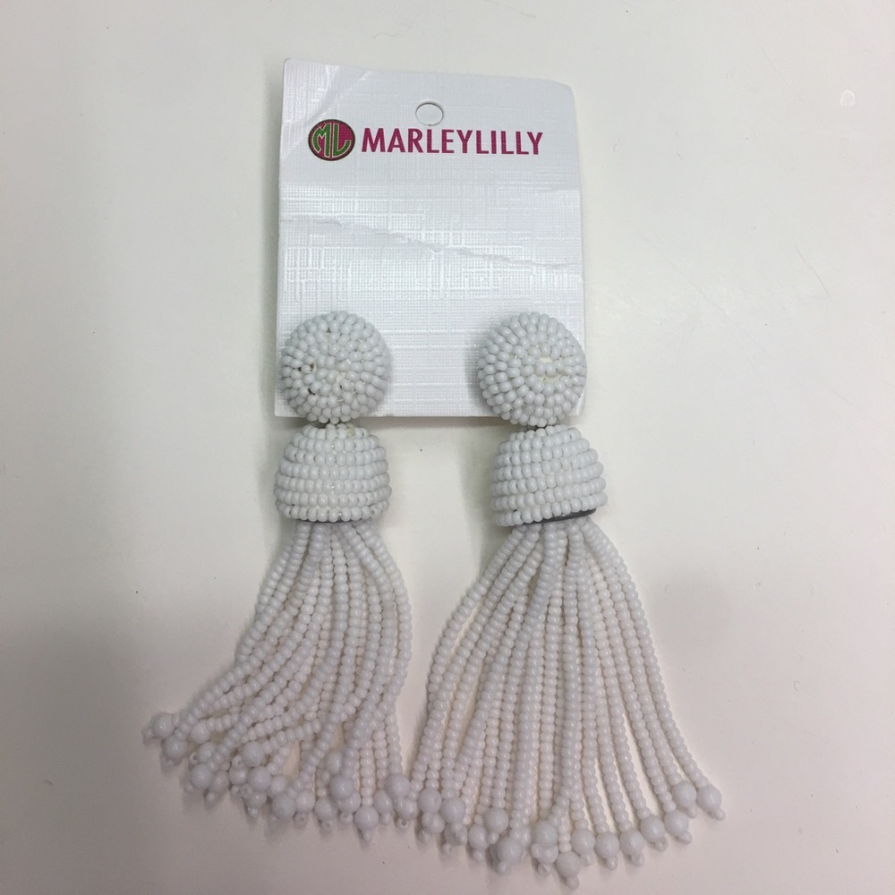 Beaded dangling earrings.